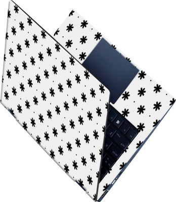 SCOTLON _All Panel_Black dot and small flower pattern_ Vinyl Laptop Skin Compatible for 15.5 inch(Theme: Illustrations)