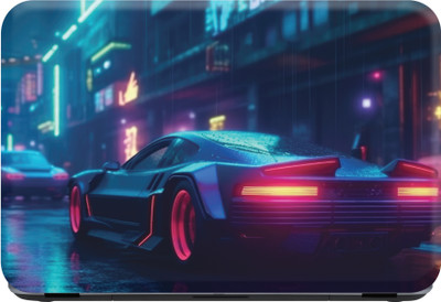 SCOTLON _Single Panel_Cyberpunk city with robots generative car_ Vinyl Laptop Decal 15.5
