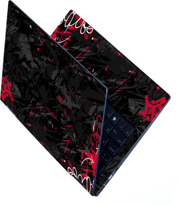 Techfit Full Body Laptop Skin Fits Size Upto 15.6 Inches - Black Red Graffiti Premium Stretched Vinyl Laptop Skin Compatible for 15.6 inch(Theme: Graffiti)