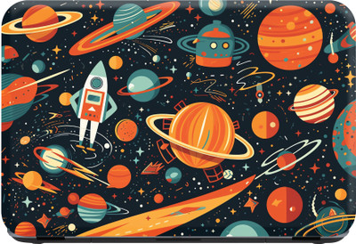 SCOTLON _Single Panel_Rocket and colorful planets_ Vinyl Laptop Skin Compatible for 15.5 inch(Theme: Illustrations)