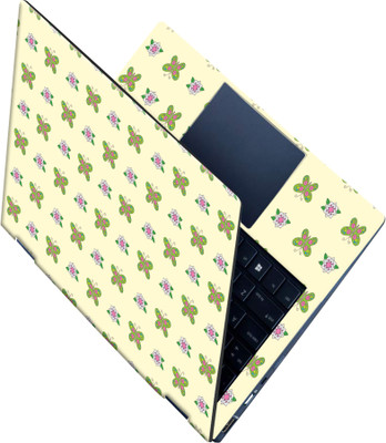 SCOTLON _All Panel_Green butterfly and diamond shape flower_ Vinyl Laptop Decal 15.5