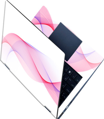 SCOTLON _All Panel_Pink and blue line waves_ Vinyl Laptop Skin Compatible for 15.5 inch(Theme: Patterns)