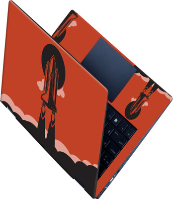 SCOTLON _All Panel_Orange and black color rocket_ Vinyl Laptop Skin Compatible for 15.5 inch(Theme: Illustrations)