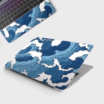 Yuckquee WAVES VECTOR Full Body Vinyl Laptop Skin 15.6 Vinyl Laptop Skin Compatible for 15.6 inch(Theme: Patterns)