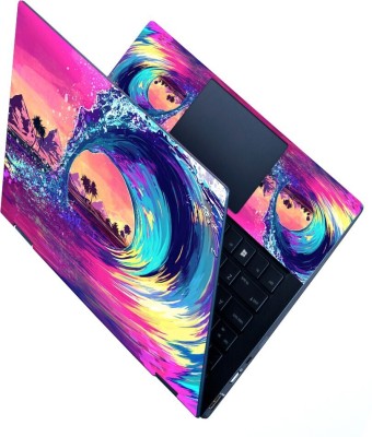 dzazner HD Printed Full Panel Laptop Skin Sticker Vinyl Fits Size Upto 15 inches No Residue, Bubble Free - Ocean Wave Colorful Self Adhesive Vinyl Laptop Decal 15.6