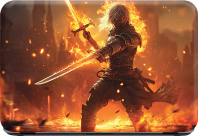 SCOTLON _Single Panel_Fired warrior with two swords_ Vinyl Laptop Decal 15.5
