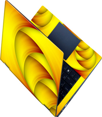 SCOTLON _All Panel_Yellow and orange wave pattern_ Vinyl Laptop Skin Compatible for 15.5 inch(Theme: Illustrations)