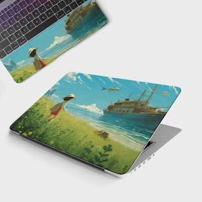 Yuckquee BOY LOOKING AT SHIP Top+Wrist Pad Vinyl Laptop Skin 14 Vinyl Laptop Skin Compatible for 14 inch(Theme: Patterns)