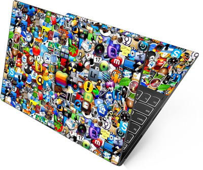 Anweshas HD Printed Full Panel Laptop Skin Sticker Vinyl Fits Size Upto 15 inches No Residue, Bubble Free, Waterproof - Logo Sticker Bomb Self Adhesive Vinyl Reusable Laptop Skin Compatible for 15.6 inch(Theme: NA)