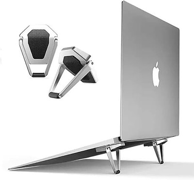 Storia 2 Pcs Premium Metal Folding Portable Laptop Stand Tabletop Risers for 10-17 Inch Aluminium Floor and Desk Stand Rotatable Laptop Stand Compatible with Universal Laptops(Silver)