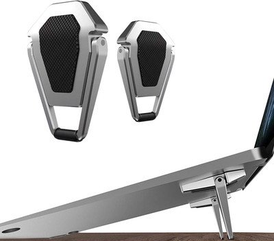 GADGET DEALS 2 Pcs Premium Metal Folding Portable Laptop Stand Tabletop Risers for 10-17 Inch Aluminium Floor and Desk Stand Rotatable Laptop Stand Compatible with Universal Laptops(Grey, Silver)