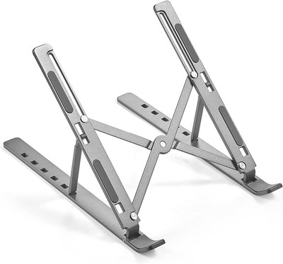 BLV Aluminum Laptop Stand for Desk for 10-15 inch Laptops with 6 adjustable angles 4 in 1 Multipurpose Laptop Stand, Tablet Stand, Mobile Stand, Book Stand LS-3 Aluminium Desk Stand Laptop Stand with Adjustable Height Compatible with Universal Laptops(Silver)