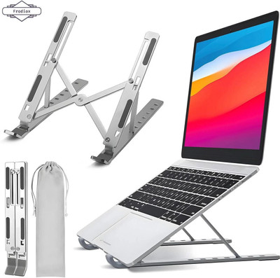 NHOUSE Aluminum 6 Adjustable Foldable Portable Laptop Stand Desktop Tablet Stand FR11 Aluminium Floor and Desk Stand Rotatable Laptop Stand with Adjustable Height Compatible with Universal Laptops(Silver)