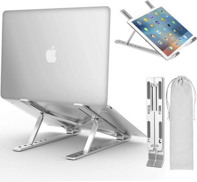 Bitline Aluminum Tabletop Laptop Stand Ergonomic Foldable Portable Laptop Stand Laptop Stand_01 Aluminium Desk Stand Laptop Stand with Adjustable Height Compatible with Universal Laptops(White)