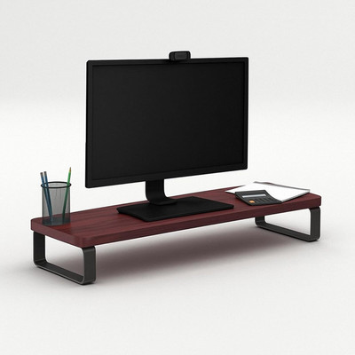 Crownora Crafts Wooden Monitor Stand Riser – MDF & Metal PC Stand for Desktop Table CCF-Monitor Stand-Rustic Red Wooden Desk Stand Laptop Stand Compatible with Universal Laptops(Brown)