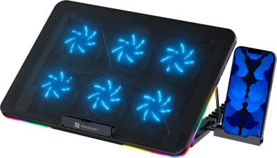 Portronics My Buddy Air RGB Lit Gaming Laptop Cooling Pad with 7 Level Adjustable Height, Mobile Stand, 6 X Cooling Fans, Dual USB Ports Laptop Stand