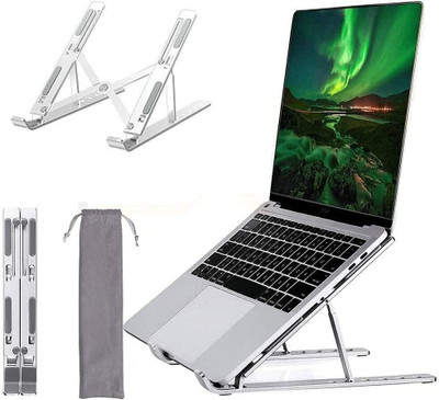 adbeni Helps To Reduce Neck & Eye Strain Aluminium Floor and Desk Stand Rotatable Laptop Stand with Adjustable Height Compatible with 40 - 44cm Laptops(Silver)