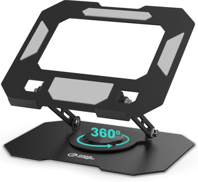 Case-Magic CM-LS-01 360° Rotating Ergonomic Laptop/iPad Stand, Foldable, Adjustable Height & Angle Carbon Steel Desk Stand Rotatable Laptop Stand Compatible with 26 - 35 cm Laptops(Black, Grey)