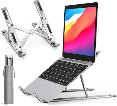 G2L 4 IN 1 LAPTOP STAND/BOOK STAND/TAB STAND /MOBILE STAND FOLDABLE NOTEBOOK BRACKET Aluminium Floor and Desk Stand Laptop Stand with Adjustable Height Compatible with Universal Laptops(Silver)