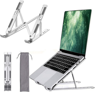 AMKETTE Ergo Fold X Aluminium Alloy Portable 15.6 inches Aluminium Desk Stand Laptop Stand with Adjustable Height Compatible with Universal Laptops(Grey)