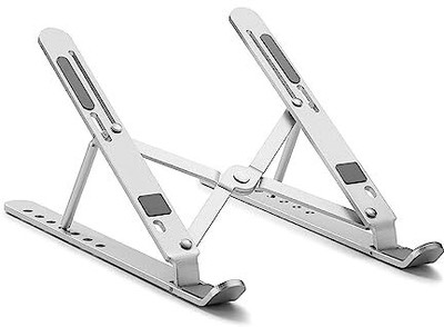 Flipkart SmartBuy 7 Angles Adjustable Foldable Compatible All Other Notebook Silver Floor and Desk Stand Rotatable Laptop Stand with Adjustable Height Compatible with Universal Laptops(Silver)