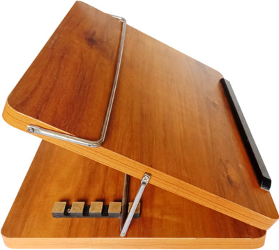 VeleSolv Solid Compartments Wooden Material Foldabel, Height Adjustable, Comfotable Writing/Sketching/Drawing Table/Laptop Stand/Table Top Wooden-Peak-12 x 16 Wooden Desk Stand Rotatable Laptop Stand with Adjustable Height Compatible with Universal Laptops(Brown)