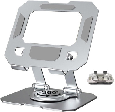 Bitline Rotating Base Aluminum Tabletop Ergonomic Foldable Portable Laptop Stand 360° Rotating Ergonomic Laptop Stand: Adjustable Height Multi-Angle Foldable Laptop Stand