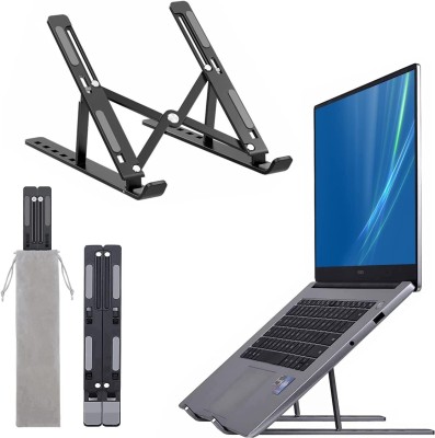 BERStronics 6 Angles Adjustable Aluminum 10 - 15.6 Inches & All Other Notebook (Silver) Aluminum Portable Compatible with MacBook, HP, Dell, Lenovo & All Other Notebook Laptop Stand