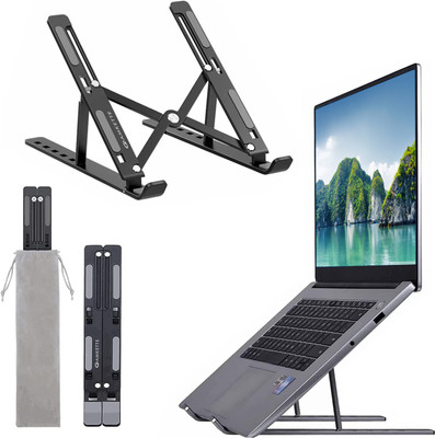 AMKETTE Ergo Fold X Aluminium Alloy Portable 15.6 inches Aluminium Desk Stand Laptop Stand with Adjustable Height Compatible with Universal Laptops(Black)