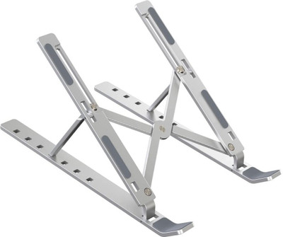 NHOUSE Portable Metal Frame Laptop Stand Holder, Multi Level Adjustable Aluminum Aluminium Desk Stand Laptop Stand with Adjustable Height Compatible with Universal Laptops(Silver)