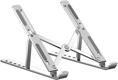 Buyab factory Laptop Stand Holder Tablet Stand, Adjustable Aluminum Fordable Portable Stand Laptop Stand Steel Desk Stand Rotatable Laptop Stand with Adjustable Height Compatible with Universal Laptops(Silver)