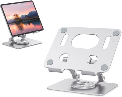 MESHIV Tablet Stand 360 Rotating Portable Aluminum Adjustable Tablet Stand Holder for I Pad, Tablet, Smartphones,for Bad, Table, Office, Home Floor Stand Aluminium Desk Stand Rotatable Laptop Stand with Adjustable Height Compatible with Universal Laptops(Silver) MESHIV Tablet Stand 360 Rotating Portable Aluminum Adjustable Tablet Stand Holder for I Pad, Tablet, Smartphones,for Bad, Table, Office, Home Floor Stand Aluminium Desk Stand Rotatable Laptop Stand with Adjustable Height Compatible with Universal Laptops(Silver)