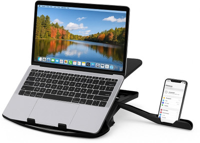 TRICX TRICX LAPTOP STAND Adjustable Laptop Stand, Portable, Ventilated, Foldable with Phone Holder Stand Plastic Desk Stand Laptop Stand with Adjustable Height Compatible with Universal Laptops(Black) TRICX TRICX LAPTOP STAND Adjustable Laptop Stand, Portable, Ventilated, Foldable with Phone Holder Stand Plastic Desk Stand Laptop Stand with Adjustable Height Compatible with Universal Laptops(Black)