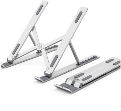 BAANI Laptop Stand Holder for Desk, Adjustable Portable Computer Riser Stand, Foldable Aluminum Notebook Elevator for Mac MacBook Pro Air, Lenovo, HP, Dell More 10 to 15.6 inches Laptops Tablets LS-11 Aluminium Desk Stand Laptop Stand with Adjustable Height Compatible with Universal Laptops(Silver)