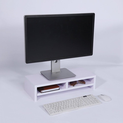 UniAart 2 Tiers Computer Monitor Riser Monitor Stand Riser 2 Tier Wooden Monitor Stand with Storage Organizer Wooden Desk Stand Rotatable Laptop Stand Compatible with 26 - 35 cm, 36 - 39cm, Universal Laptops(White)