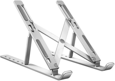 BLV Portable Laptop Stand: Adjustable for Tablets & Books, 6 Adjustable Angles 4 in 1 Multipurpose Laptop Stand, Tablet Stand, Mobile Stand, Book Stand LS-10 Aluminium Desk Stand Laptop Stand with Adjustable Height Compatible with Universal Laptops(Silver)