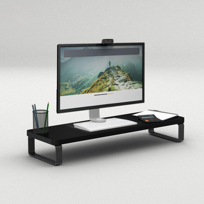 Dwhandicrafts monitor stand for desk wooden monitor riser computer screen stand Wooden Monitor Stand Riser for Desk | Computer Screen Stand with Metal Legs | Wooden Desk Stand Laptop Stand Compatible with 40 - 44cm Laptops(Brown)