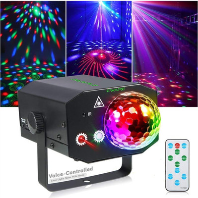 Eware LED Party Light with Remote – Sound Activated, RGB Effects DJ Disco Ball Light(50 nm, Black)