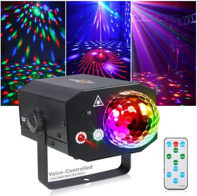 LED TIMES Party Light with Remote – Sound Activated, RGB LED Effects DJ Disco Ball Light(50 nm, Black)