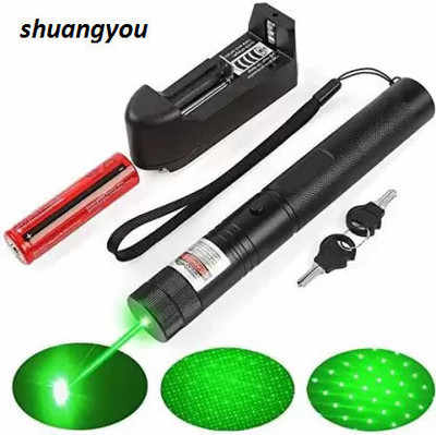 SHUANG YOU High powered Military burning Green Laser Pointer 500mn, Working Time Over 8000 Hours Rechargeable Green Laser 303 Pointer Party Pen Disco Light 5 Mile + Battery (532 nm, Green)(250 nm, green)
