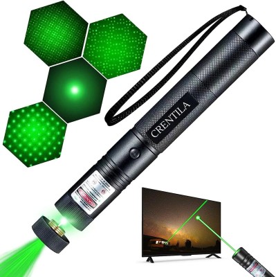 PLERIZA Green Laser Pointer Pen Beam with Stylish Disco Light 5 Mile + Battery(500 nm, Green)