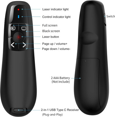 jihaan 2024 Wireless Presentation Clicker PowerPoint Presenter Remote(1 nm, RED)