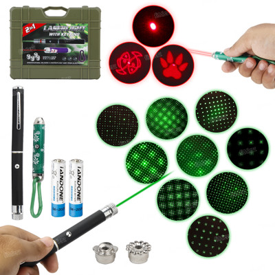 FIDDLERZ 2-in-1 Multipurpose Laser Light Pointer with Carrying Case for Kids and Adults(520 nm, Red, Green)