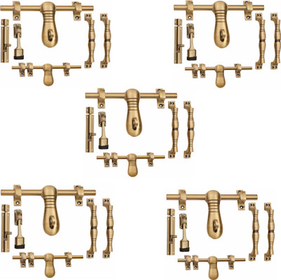 Harigario Antique BlackGold Door Kit Set Stainless Steel, Aluminium Door Handle(Gold, Black Pack of 6)