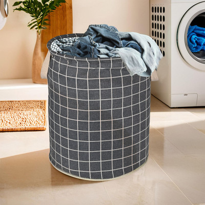 HOMESTIC by Kuber Industries 60 L Grey, White Laundry Basket(Cotton)