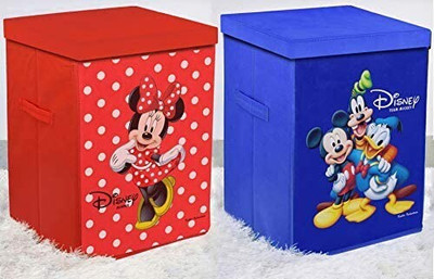 KUBER INDUSTRIES 45 L Red, Dark Blue Laundry Basket(Non Woven)