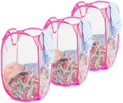 Kitchwish 45 L Pink Laundry Basket(Nylon)