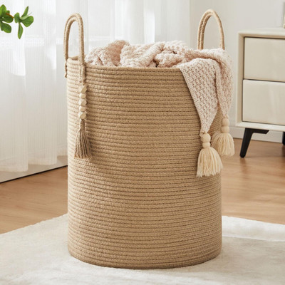 SIYA TEXTILES 50 L Brown Laundry Basket(Jute)