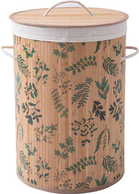 HOKiPO 61 L Brown, Green Laundry Basket(Bamboo)