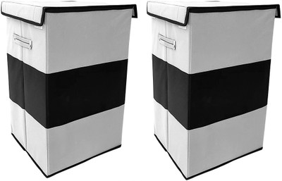 THAILIWALE 75 L Grey, Black Laundry Basket(Non-Woven)